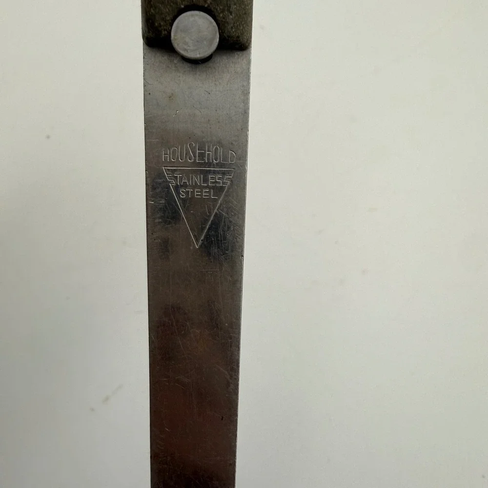 Vintage Household Japan Slotted Spatula Turner Stainless Steel Wood Handle 12